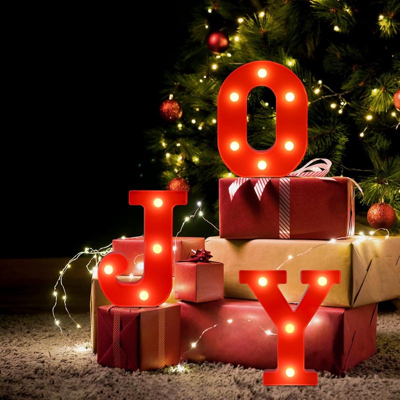 EDYCON Store Christmas Letter Lights Sign Table Decorations Christmas LED Light up Letters Battery Powered Letter for Home Bar Christmas Party Bedroom Tabletop Decor Gift(Joy) - Image 3